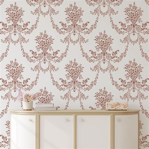 Rose Damask Wallpaper Stencil - Stencil Boutique