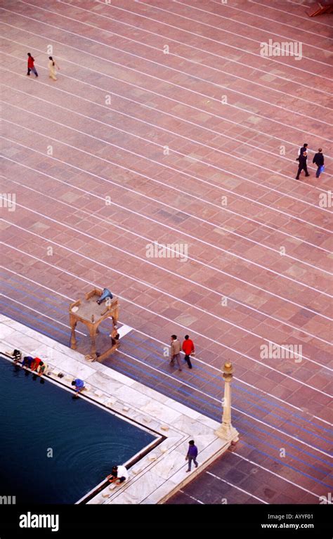 Aerial view of courtyard pool in the center of Jama Masjid Court New ...