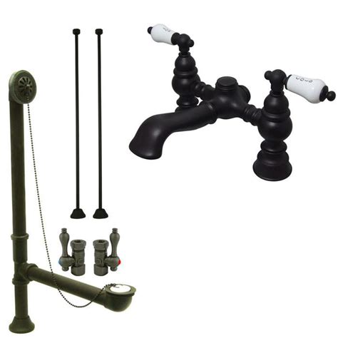 Oil Rubbed Bronze Deck Mount Clawfoot Tub Faucet Package w Drain Suppl ...