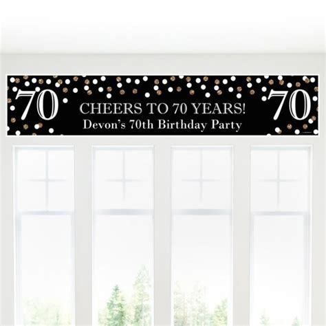 70th Birthday Banner - Adult 70th Birthday - Gold Personalized Banner ...