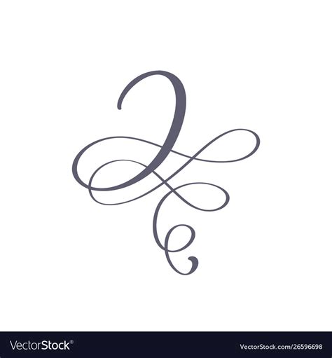 Hand drawn calligraphic floral j monogram Vector Image