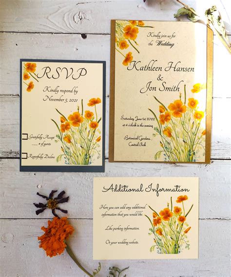 Seed Paper Wedding Invitations Wildflower Seeds Zero Waste | Etsy