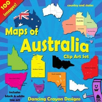 maps of australia clip art set