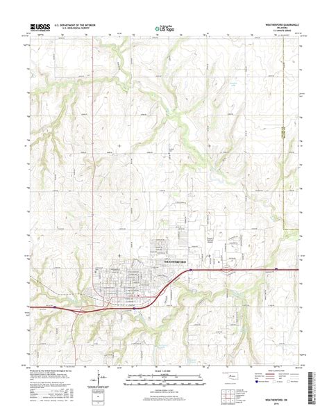 MyTopo Weatherford, Oklahoma USGS Quad Topo Map