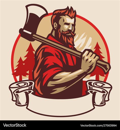 Lumberjack mascot hold axe Royalty Free Vector Image