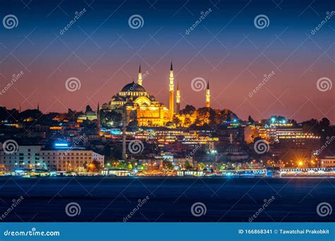 Istanbul City and Mosque at Night in Turkey. Stock Image - Image of city, architectural: 166868341