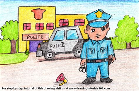 Police Station Drawing at PaintingValley.com | Explore collection of ...