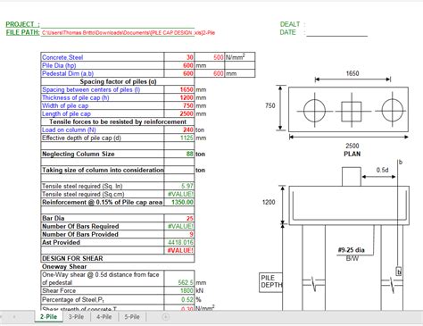 Pile Cap Design Sheet Excel - Riset