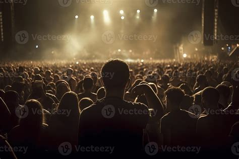 Rear view at concert crowd, created with generative AI 26853345 Stock ...