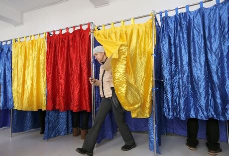 Romanian Man Exits Voting Cabin While Editorial Stock Photo - Stock Image | Shutterstock