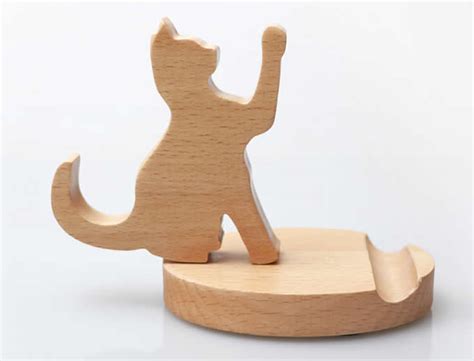 Wooden Cat & Dog Cell Phone iPad Stand Holder - FeelGift