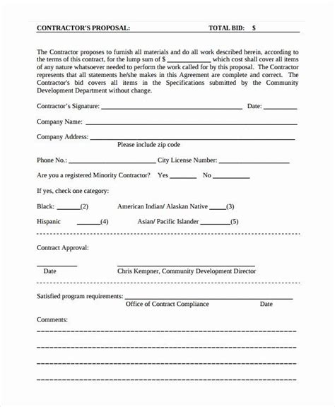 Free Printable Contractor Proposal forms Awesome so Cold Breaking Benjarmin Web Frompo 1 – Pete ...