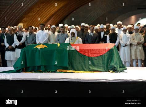 Dhaka, Bangladesh - July 15, 2019: The second namaz-e-janaza or funeral prayer for Jatiya Party ...