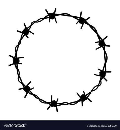 Frame circle from barbed wire fence Royalty Free Vector