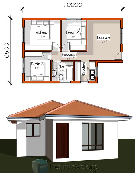 Simple 3 Room House Plan Pictures | 4 Room House | Nethouseplans