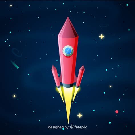 Free Vector | Modern space rocket with flat design