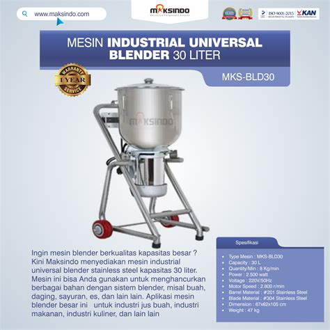 Industrial Universal Blender 30 Liter MKS-BLD30 - Maksindo Jakarta