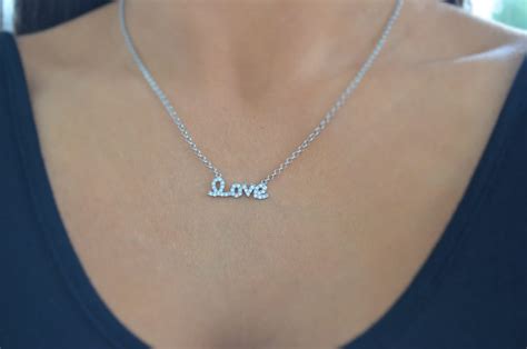 Love Necklace. Sterling Silver Love Necklace. Monogram Love - Etsy