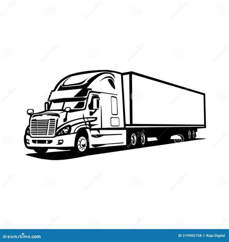 Silhouette Of Semi Truck Vector In White Background | CartoonDealer.com ...