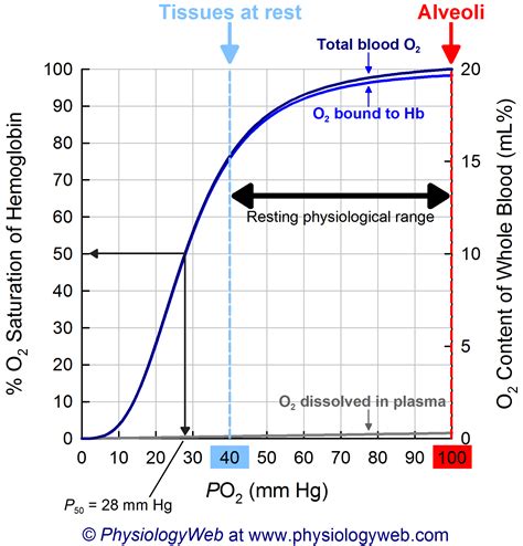 Physiology Graph: Oxyhemoglobin dissociation curve. (high resolution ...