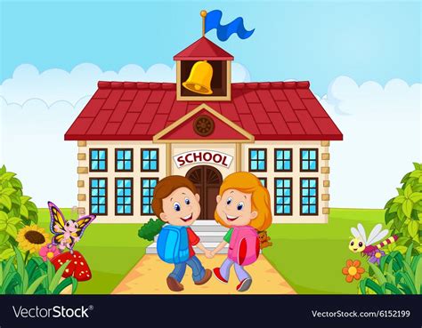 illustration of Happy little kids going to school. Download a Free Preview or High Quality Adobe ...