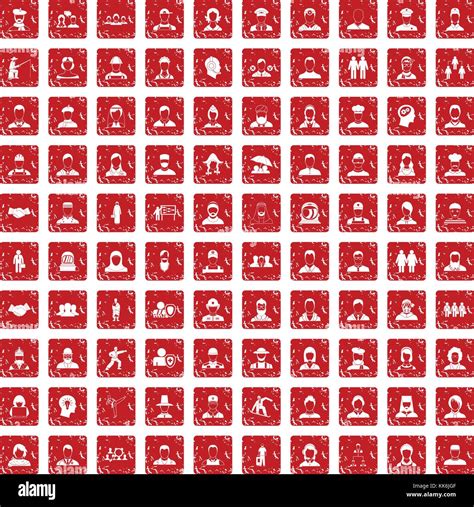 100 people icons set grunge red Stock Vector Image & Art - Alamy