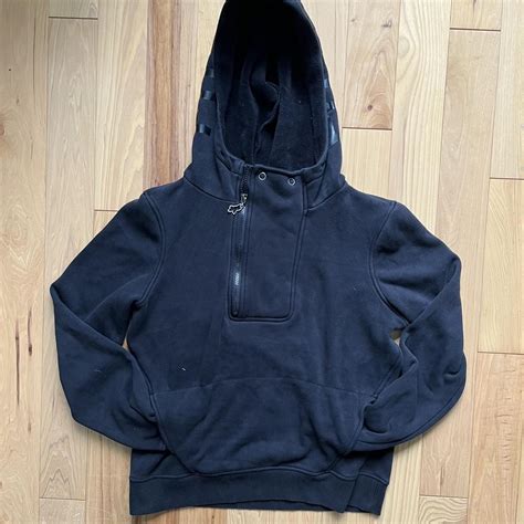 Fox Racing All Black Hoodie Quarter Zip With Two... - Depop