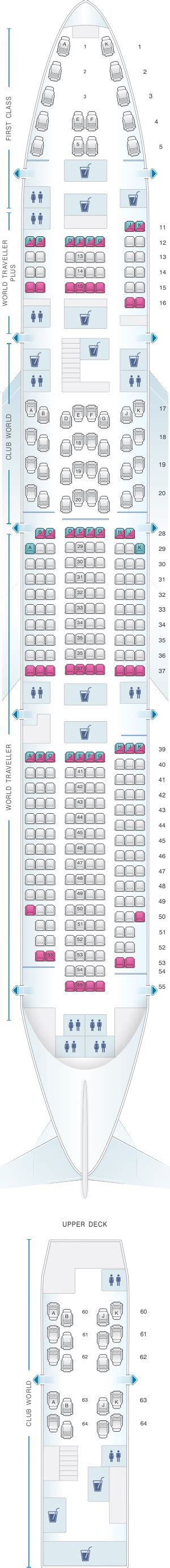 Plan de cabine British Airways Boeing B747 400 345PAX | SeatMaestro.fr