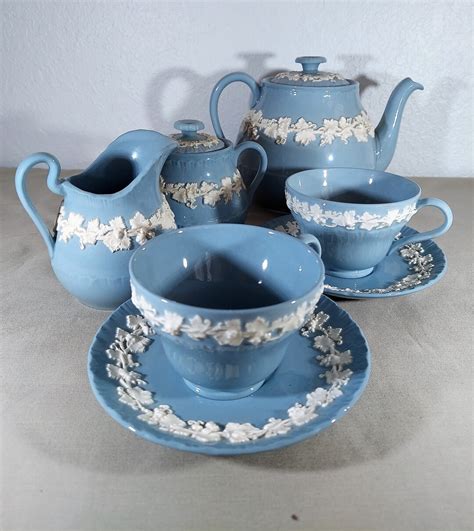 Vintage Wedgwood Tea Set Queens Ware Jasperware Grape Vine - Etsy