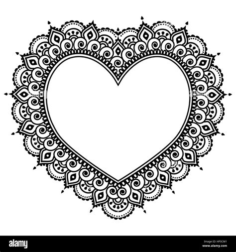 Heart Mehndi Design Indian Henna Tattoo Pattern Vector Image | My XXX Hot Girl