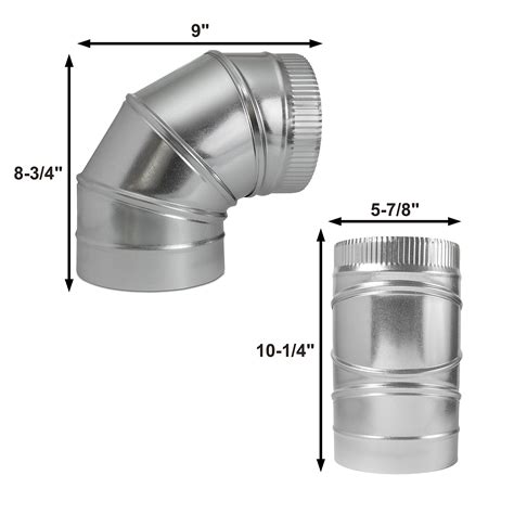 6 Inch 90-Degree HVAC Elbow Duct - Galvanized 26 Gauge Adjustable Sheet ...