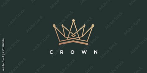 Crown logo design with modern line art style Premium Vector Stock ...