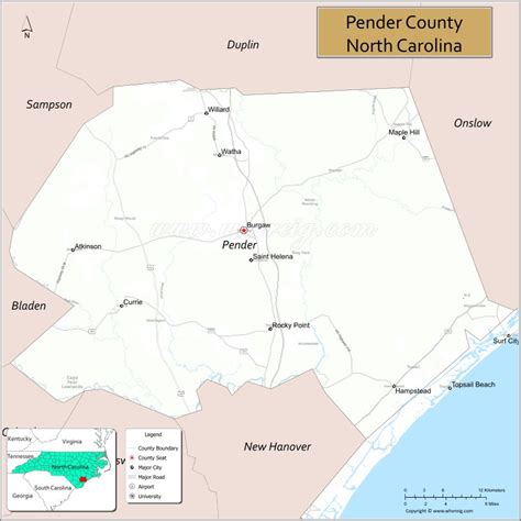 Map of Pender County, North Carolina - Thong Thai Real