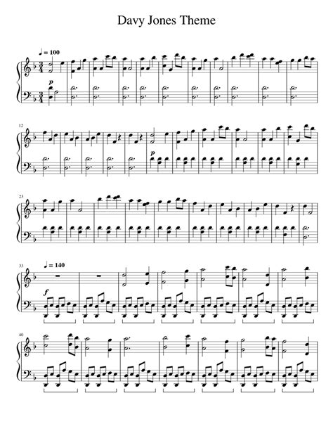 Davy Jones Theme -Hans Zimmer Sheet music for Piano (Solo) | Musescore.com