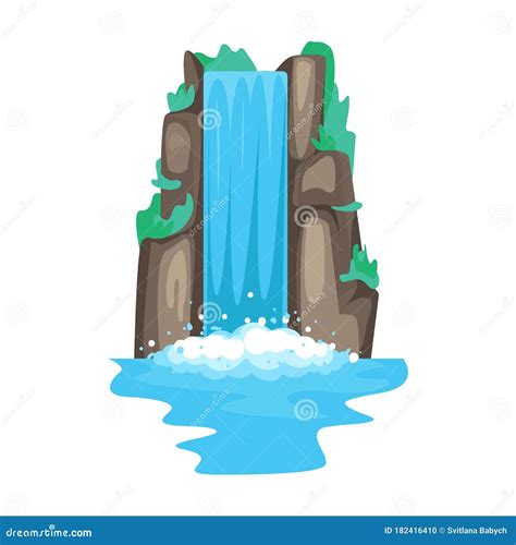 Waterfall Vector Sketch, Cascade Waterfall In The Rocks Hand-drawn ...