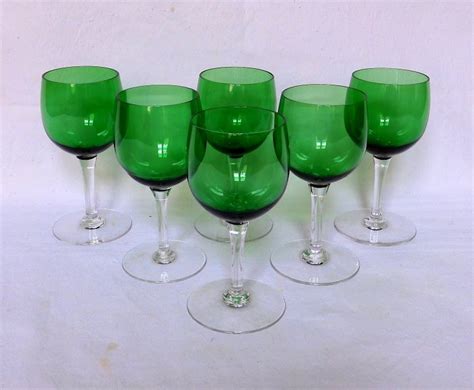 Baccarat - 6 verres à vin en cristal de couleur verte - - Catawiki