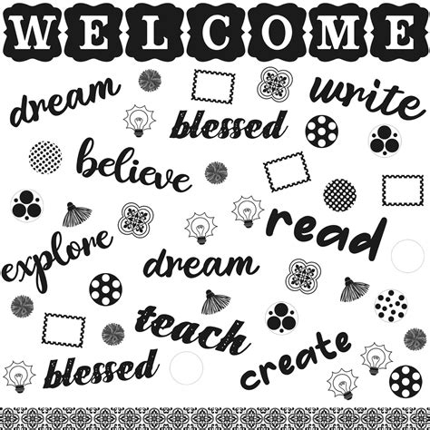 Buy 83 Pcs Black and White Classroom Decor Teach Mini Bulletin Board Set Simply Stylish ...
