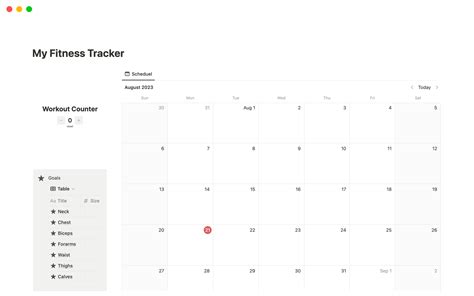 My Fitness Tracker | Notion Template