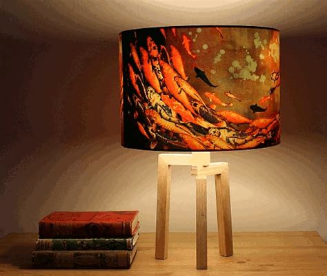 'Koi on Violet and Olive' Drum Lampshade by Lily Greenwood (30cm, Table Lamp or Ceiling) | Lily ...