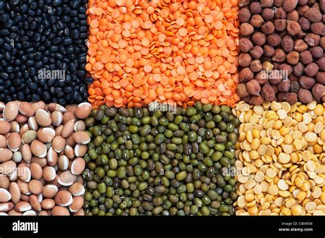 Pulses, seeds, bean and lentil pattern Stock Photo - Alamy