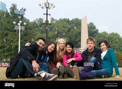 Group of diverse students on campus Stock Photo - Alamy