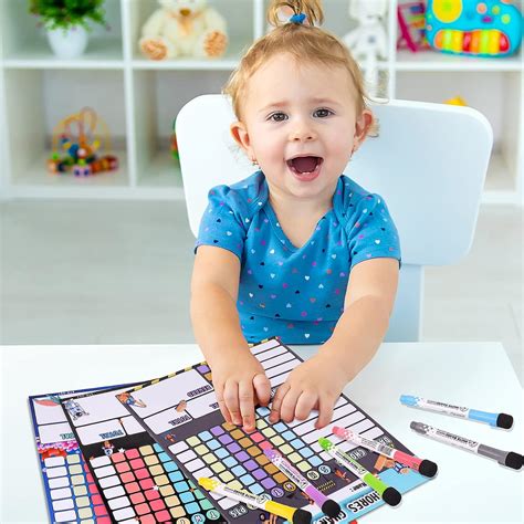 Buy Magnetic Chore Chart,3 Pcs Dry Erase Behavior Chart with 6 Colored Markers Dry Erase ...