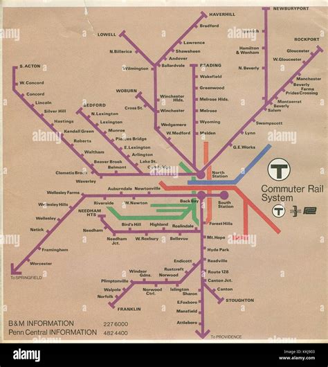 1975 MBTA commuter rail map Stock Photo - Alamy