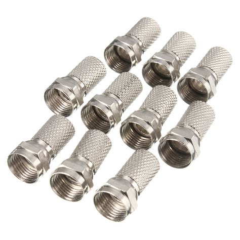 10pcs Silver F-Plug RG6 TV Aerial Coaxial Cable Connectors Adapter | Alexnld.com