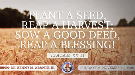 Plant a Seed, Reap a Harvest; Sow a Good Deed, Reap a Blessing ...