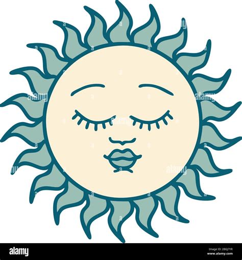 iconic tattoo style image of a sun with face Stock Vector Image & Art - Alamy