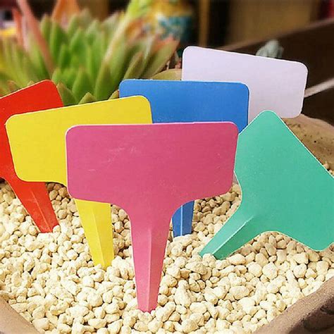 5pcs Colorful Plastic Plant Label Flower Tags Markers Nursery Garden Labels Stick 60x100mm ...