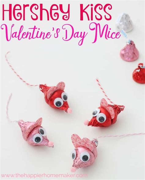 Valentine's Day Hershey Kiss Mice | The Happier Homemaker