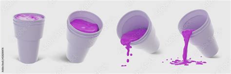 Realistic 3D double cup with Lean. Codeine purple drink, standing and ...