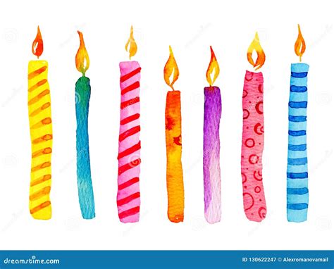 Set Of Stylized Birthday Cakes With Candles And Decorations. Hand Drawn Cartoon Vector Color ...